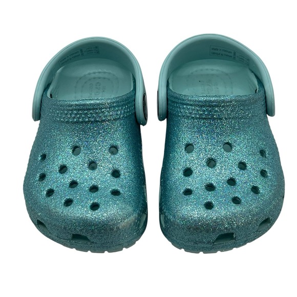 Crocs Kids Unisex Classic Platform Glitter Clog Pure Water Blue Child C5 Toddler - Picture 1 of 10